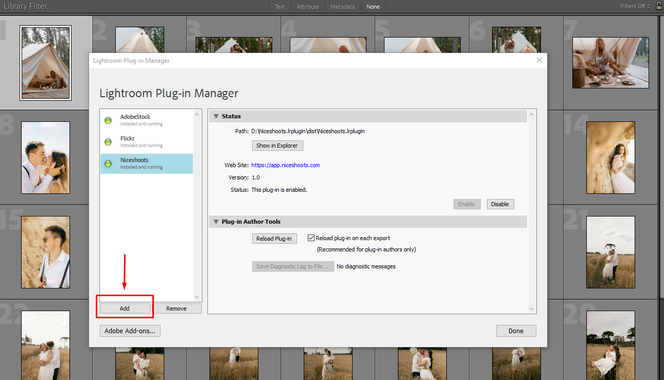 The 'Add' button in the Plug-in Manager.
